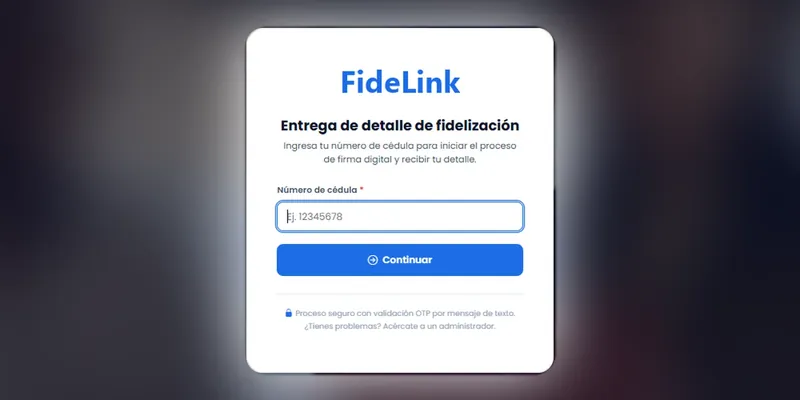 Pantalla pública donde el asociado ingresa su cédula