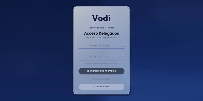 Acceso de delegados con cédula y PIN
